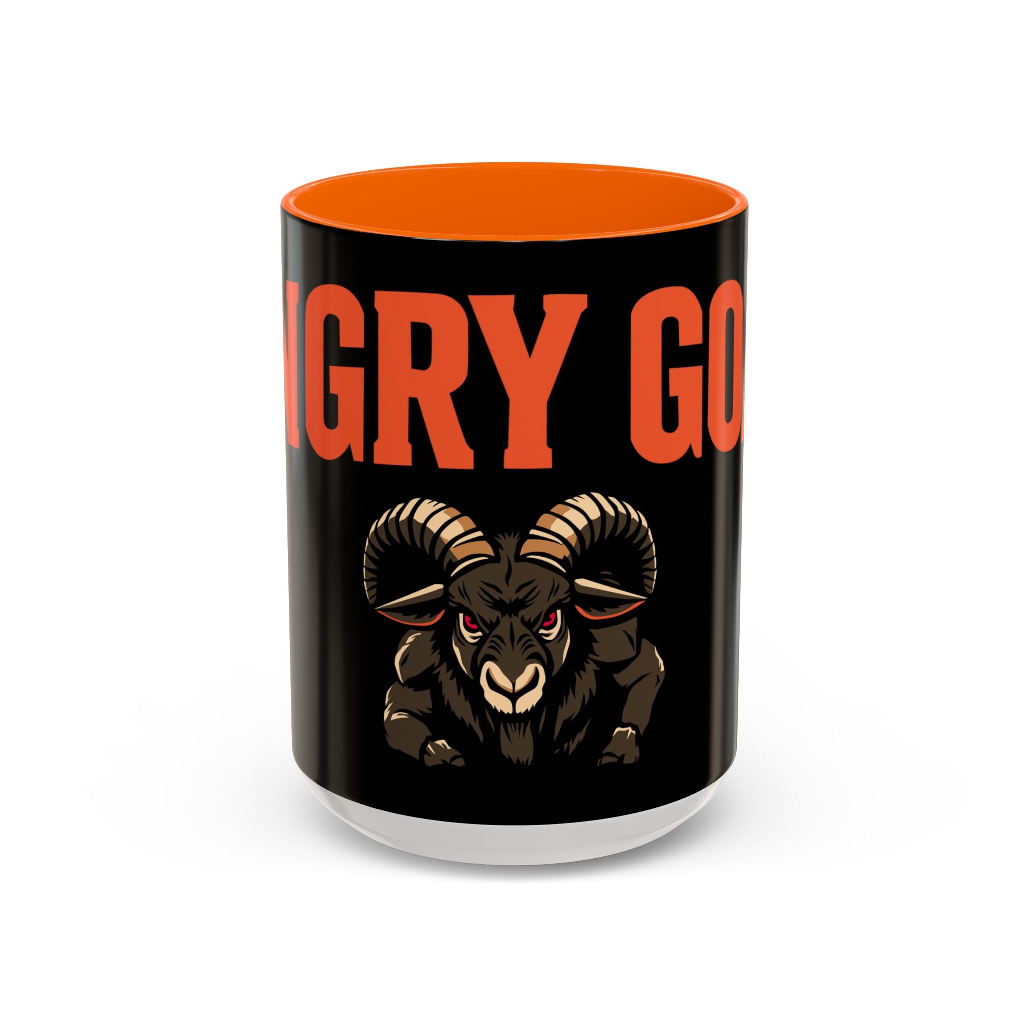 GOAT Coffee Mug — Bold Black & Orange Accent Mug with Ram Graphic
