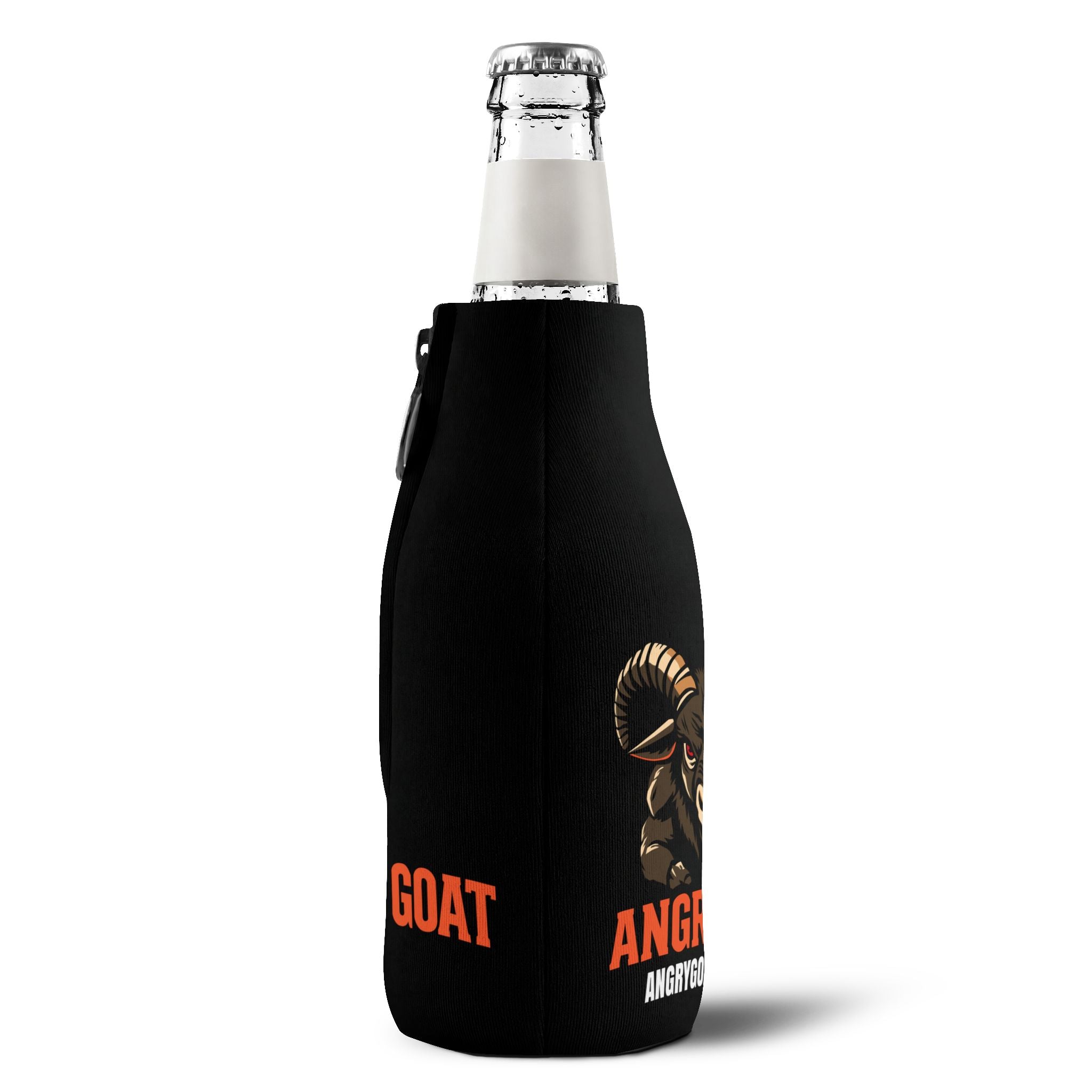 Angry Goat Zip-Up Bottle Cooler Sleeve — Neoprene Can/Bottle Cooler with Zipper