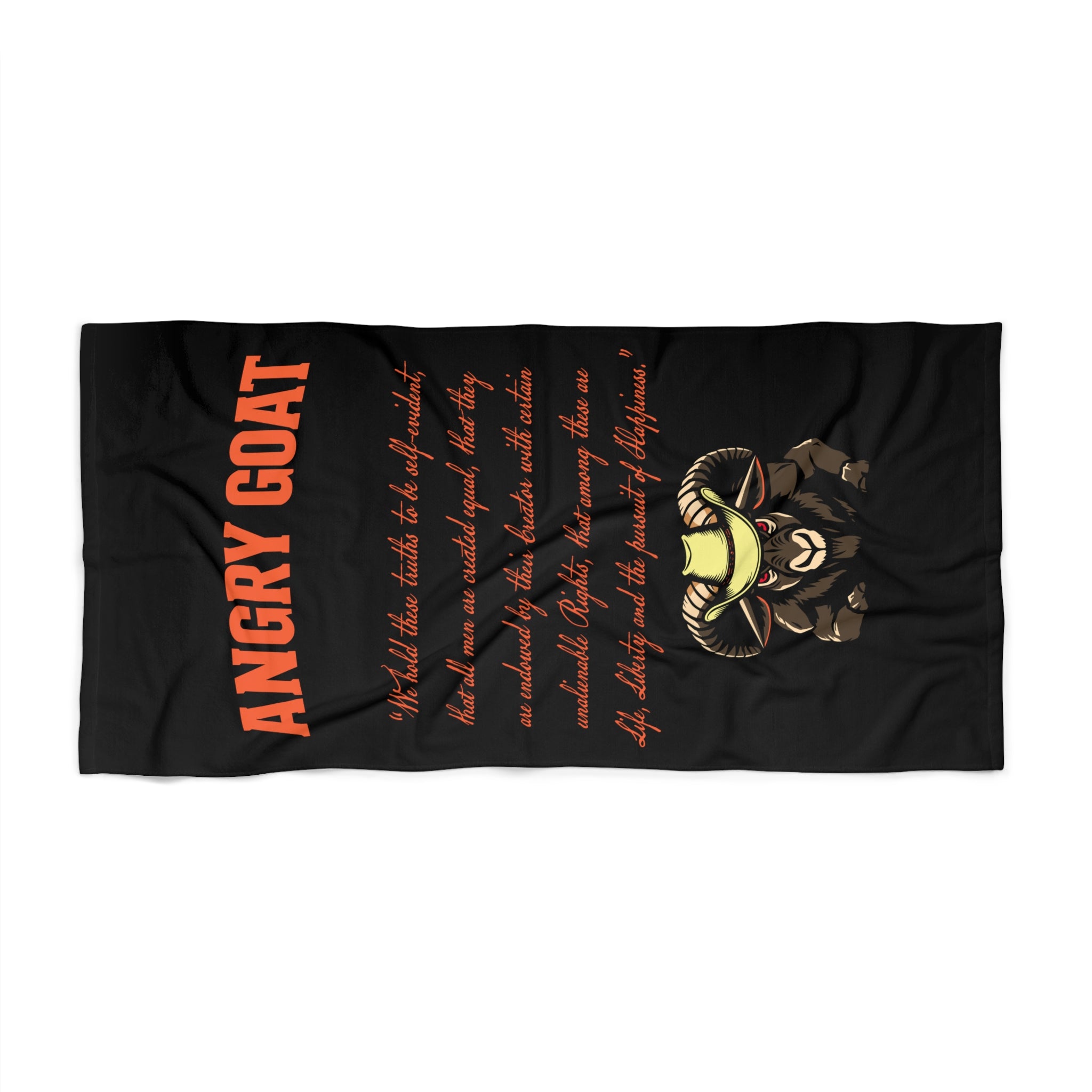 Angry Goat Beach Towel - Bold Goat Graphic & Poem